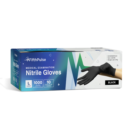 FifthPulse XS Black Nitrile Exam Gloves 1000/Carton - Betty Mills