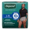 Depend Fresh Protection Adult Incontinence Underwear for Men, Disposable, Maximum Absorbency, Large, Grey, 17 ct, PK/1, CS/34