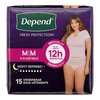 Depend Night Defense Underwear For Women, Overnight Absorbency, Blush, Medium, 31" - 37" Waist. REPLACES 6947918, PK/1, CS/60