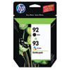 Hewlett Packard HP&reg; C9513FN (HP 92; HP 93) Ink, 220 Page-Yield, 2/Pack, Black; Tri-Color HEW C9513FN140
