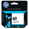 Hewlett Packard HP&reg; CC643WN (HP 60) Ink, 165 Page-Yield, Tri-Color HEW CC643WN140