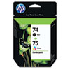 Hewlett Packard HP&reg; CC659FN (HP 74; HP 75) Ink, 2/Pk, Black; Tri-Color HEW CC659FN140