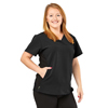 California Ave Women's Yoga-Style Stretch Scrub Top with Pockets, Black, 3XL