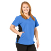 California Ave Women's Yoga-Style Stretch Scrub Top with Pockets, Blue, 2XL