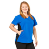 California Ave Women's Yoga-Style Stretch Scrub Top with Pockets, Blue, 2XL