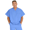 Fifth Ave Unisex Stretch Fabric V-Neck Scrub Top with 1 Pocket, Blue, 3XL