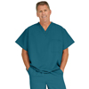 Fifth Ave Unisex Stretch Fabric V-Neck Scrub Top with 1 Pocket, Blue, 5XL