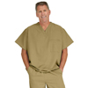 Fifth Ave Unisex Stretch Fabric V-Neck Scrub Top with 1 Pocket, Brown, XL