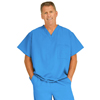 Fifth Ave Unisex Stretch Fabric V-Neck Scrub Top with 1 Pocket, Blue, 2XL