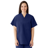 ComfortEase Unisex Two Pocket Reversible Scrub Top, Blue, Medium