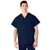 AngelStat Unisex Reversible V-Neck Scrub Top with 2 Pockets, Blue, XL