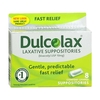 Laxative Dulcolax Suppository 8 per Box 10 mg Strength Bisacodyl USP, 1/BX