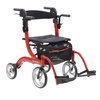 4 Wheel Rollator / Transport Chair Nitro Duet Red Adjustable Height / Transport / Folding Aluminum Frame, 1/EA
