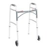 WALKER, DELUXE FOLDING 2-BUTTON W/ATTACHED 5"WHEELS (4/CS)