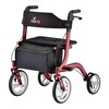 4 Wheel Rollator EXPRESS Red Adjustable Height / Folding Aluminum Frame, 1/EA