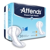 Bladder Control Pad Attends Shaped Pads Regular 12 X 25.2 Inch Heavy Absorbency Polymer Core One Size Fits Most Adult Unisex Disposable, 20/PK