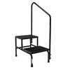 McKesson Step Stool with Handrail Bariatric 2 Steps Powder Coated Steel Frame 9 / 16 Inch Step Height, 1/CS MON1270655CS