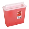 SharpSafety™ In Room Sharps Container, Always Open Lid, Transparent Red, 5 Quart