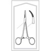 Hemostatic Forceps Econo™ Kelly 5-1/2 Inch Length Floor Grade Pakistan Stainless Steel Sterile Ratchet Lock Finger Ring Handle Curved Serrated Tip