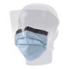 Surgical Mask with Eye Shield FluidGard® Anti-fog Film Pleated Tie Closure One Size Fits Most Blue Diamond NonSterile ASTM Level 3 Adult, 100/CS