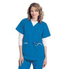 Scrub Shirt Large Black 4 Pockets Short Sleeve Female, 1/EA