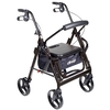 4 Wheel Rollator / Transport Chair Duet Black Adjustable Height / Transport / Folding Aluminum Frame, 1/EA