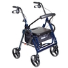 4 Wheel Rollator / Transport Chair Duet Blue Adjustable Height / Transport / Folding Aluminum Frame, 1/CS