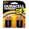 Alkaline Battery Duracell® Coppertop® 9V Cell 9V Disposable 2 Pack, 48/CS